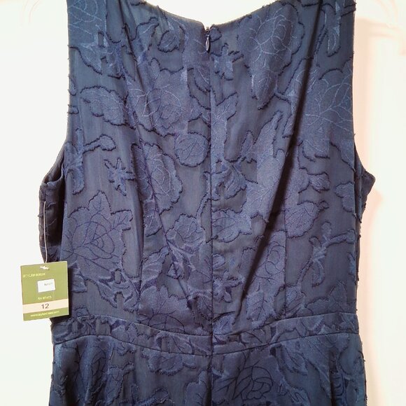 Parker Navy Blue Embossed Floral Sleeveless Dress Sz 12 NWT /B20 - Picture 6 of 11